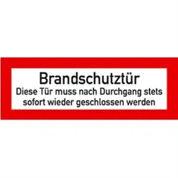 Aufkleber Brandschutztür Diese Tür muss nach Durchgang ..., Folie, doppelseitig, 210x74 mm