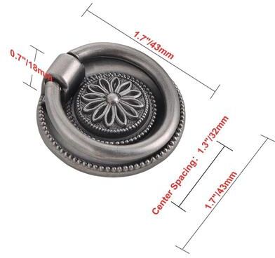 "Utopia Alley Medici Cabinet Ring Pull Knob - Decorative Cabinet Pewter Drop Pull Knobs - Metal Drawer Pull Knobs 1 5/8"""