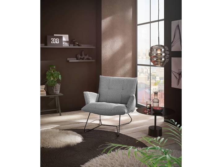Sessel Tutu Grau Strukturstoff Sonea ohne Hocker mit Armlehnen 82 x 76 x 86cm