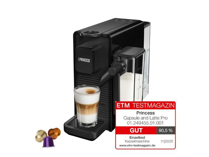 PRINCESS Kapselmaschine 249455, Kompatibel mit Nespresso-Kapseln und ähnlichen Formaten, 20 bar