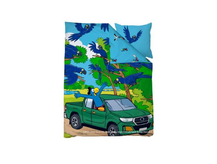 Bettwäsche Globi und die Papageien – 50x70 cm / 160x210 cm
