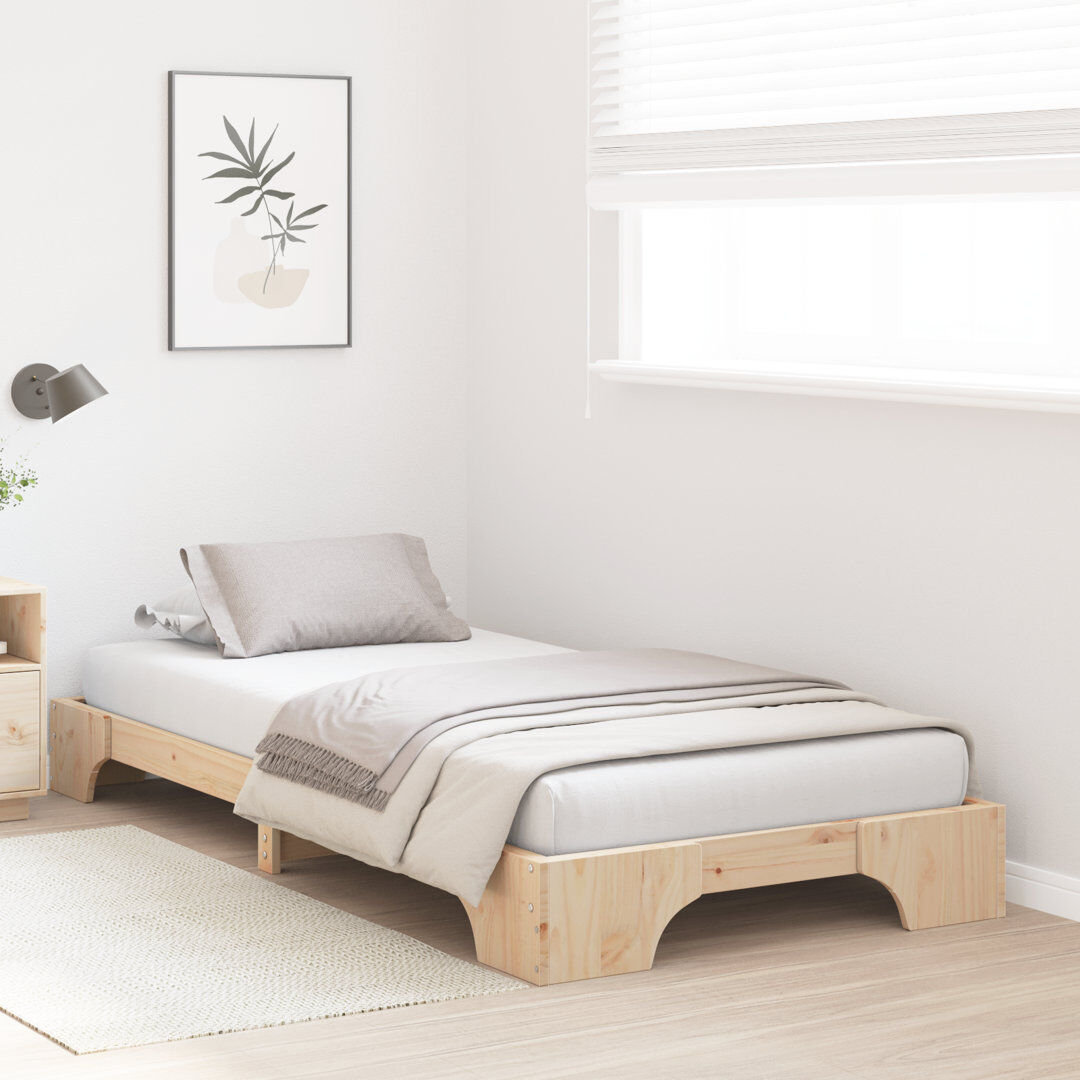 17 Stories Bed Frame Solid Pine Wood Natural Single (3')