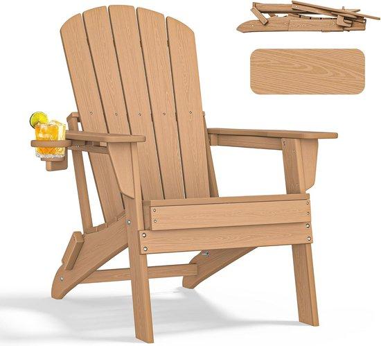 Famanu Adirondack Klappstuhl mit Becherhalter - Ergonomisch und Pflegeleicht