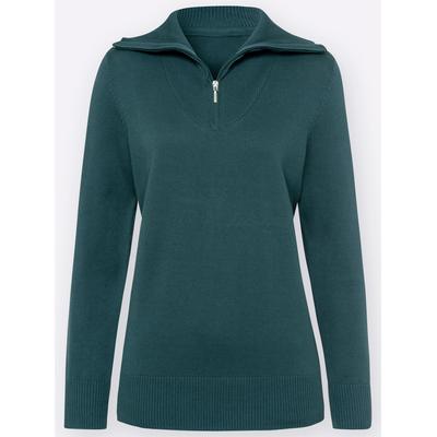 Troyer CLASSIC BASICS "Pullover", Damen, Gr. 50, grün (tanne), 100% Baumwolle, unifarben, Pullover Troyer