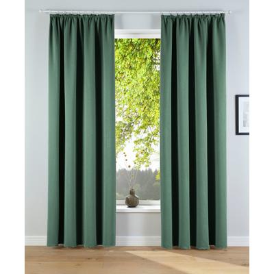 Verdunkelungsvorhang OTTO HOME "Solana, Gardinen mit Kräuselband, verdunkelnd, 2er Set, Topseller" Gr. 5, grün, B:140cm H:265cm, Polyester, Gardinen, 2er-Set Verdunklungsvorhang mit Thermofunktion, Bestseller, einfarbig