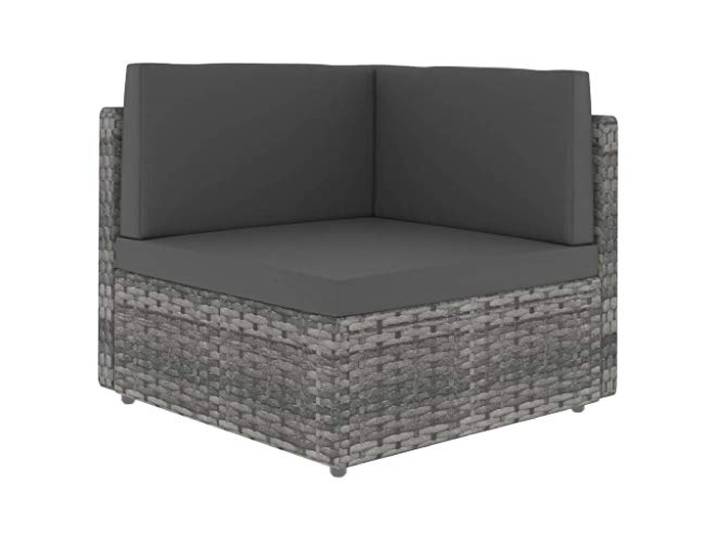 POUFGDR Ecksofa, Sektional, Kunstharz, gewebt, Grau Rahmen aus pulverbeschichtetem Stahl, dicke abnehmbare Kissen, modular, für den Außenbereich, ganzjährig