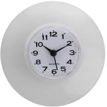 Uplift Picks Waterproof Bathroom Clock With Suction Cup Anti Fog Shower Design white