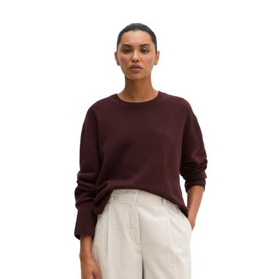 Wollpullover MARC O'POLO, Damen, Gr. S, braun (schwarz cherry), Strick, Obermaterial: 100% Schurwolle, loose fit normal, Rundhals, Rippbündchen, Pullover, loose aus flauschiger Lambswool
