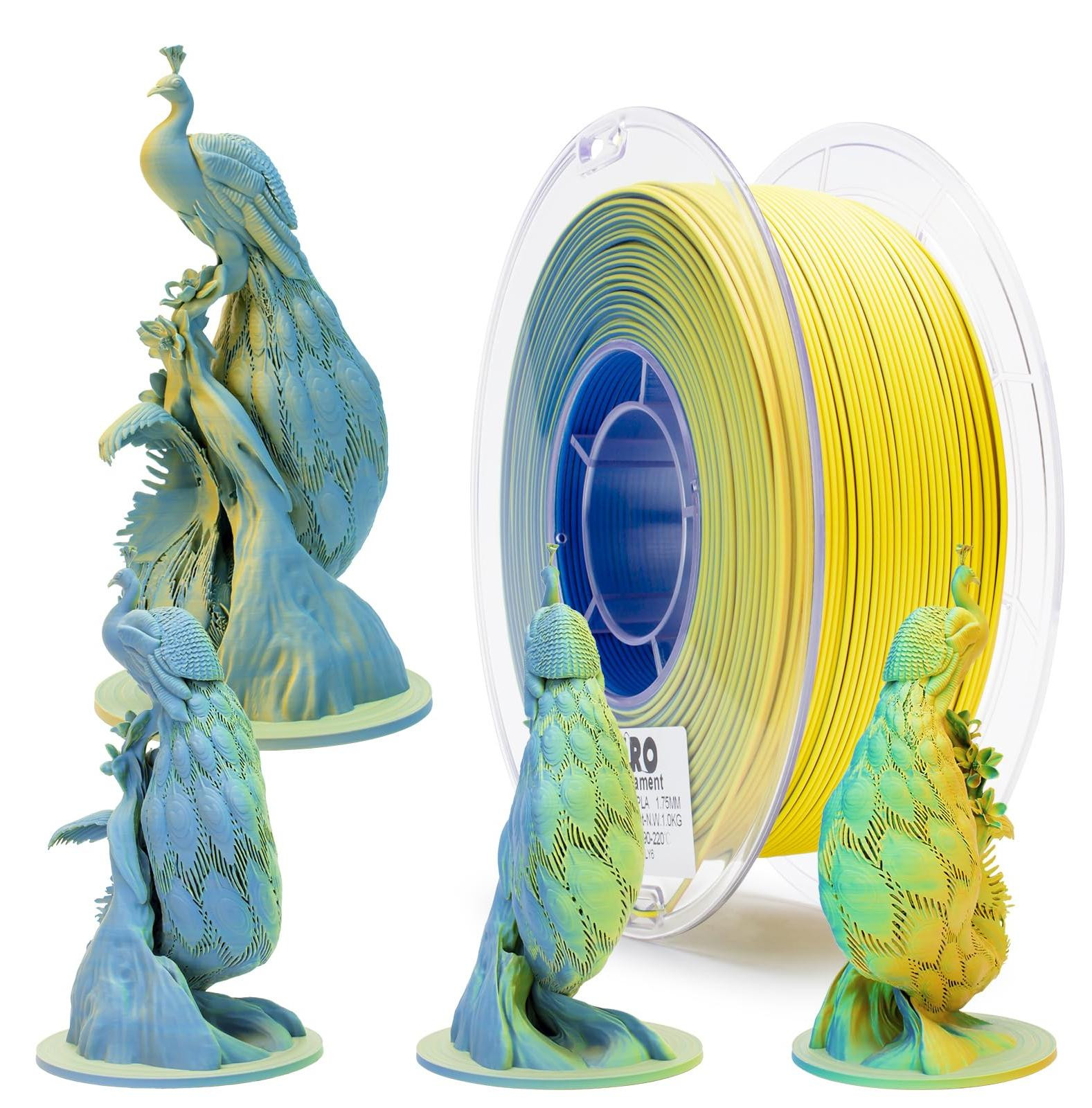 Selius Tricolor Matte 3D Printer Filament, Rainbow PLA Filament 1.75mm