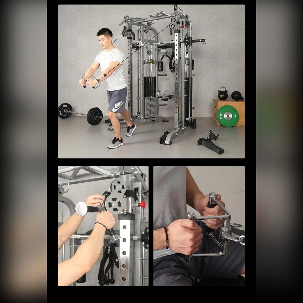 INF Barre de triceps en acier plaqué - Accessoire d'isolation à coude fixe pour machines à câble
