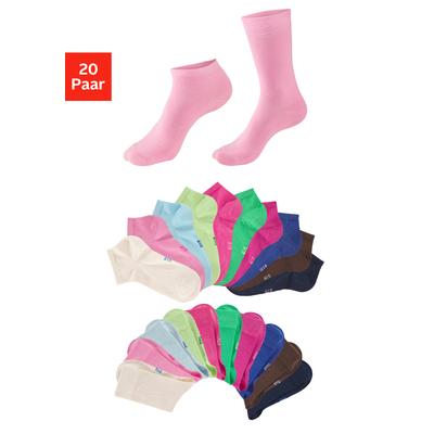 Basicsocken H.I.S "Damen und Herren Atmungsaktiver Baumwollanteil; Business, Basic", Herren, Gr. 35-38, Sockengröße, bunt (2x rosa, 2x pink, 2x altrosa, 6x blau, 2x braun, 4x grün, 2x ecru), Baumwollmischung, unifarben, elastisch, Socken, zwei...