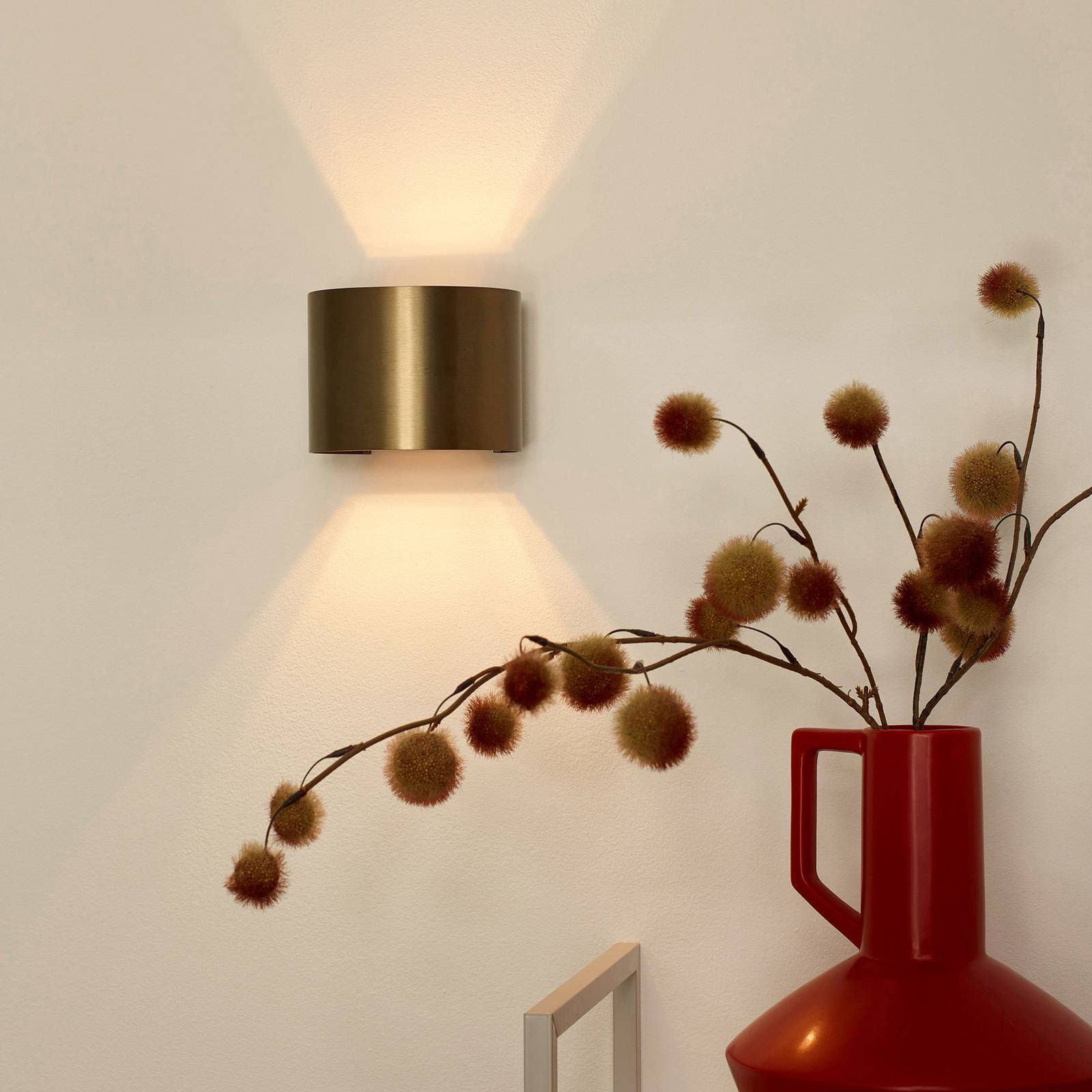 Lucide LED Wall Light Xio, dimmable, Bronze / antique brass, Hallway, Aluminium, Modern, Wall Light