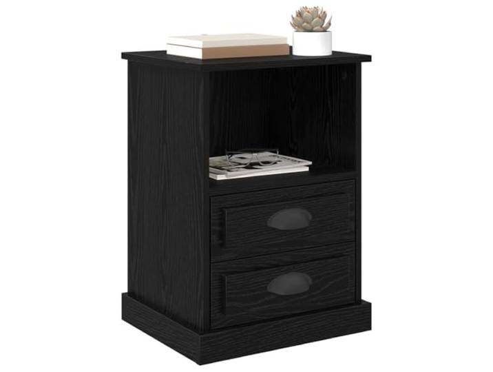 KTHLBRH Nachttisch 2 Stück Eiche Schwarz 36 x 43 x 60 cm Mit Schublade, modernes Design, rustikaler Charme, praktisch für Schlafzimmer