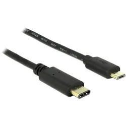 DeLOCK 2m, USB2.0-C/USB2.0 Micro-B USB Kabel Micro-USB B USB C 0,48 Gbit/s Schwarz