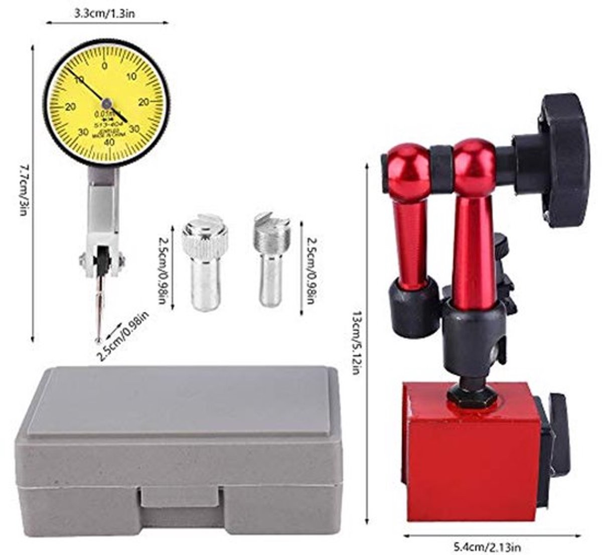 Testindicator Meetklok 0-0,8mm met Draaiknop voor Hoge Precisie Meetwerk