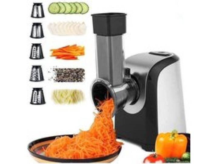 Coupe-légumes électrique - PZCC - Hachoir multifonctionnel - 250W - 5 cônes en acier inoxydable