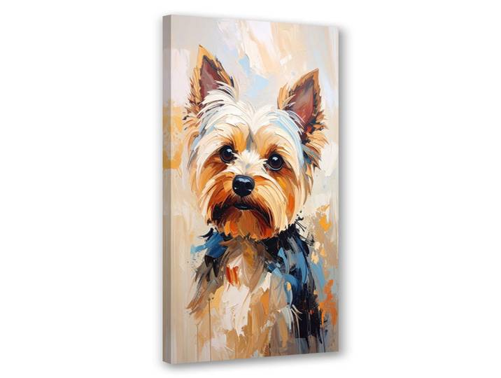 Feeby Leinwandbild Yorkshire Terrier Hund Tier 60x120cm, Beige, Tiere, Rechteckig, 60x120 cm, Bilder & Rahmen, Bilder, Leinwandbilder