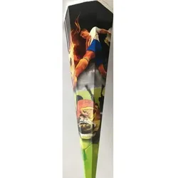 Nestler Schultüte Fußball mit weißer Borde und weißem Tüll, 85 cm, 6 eckig