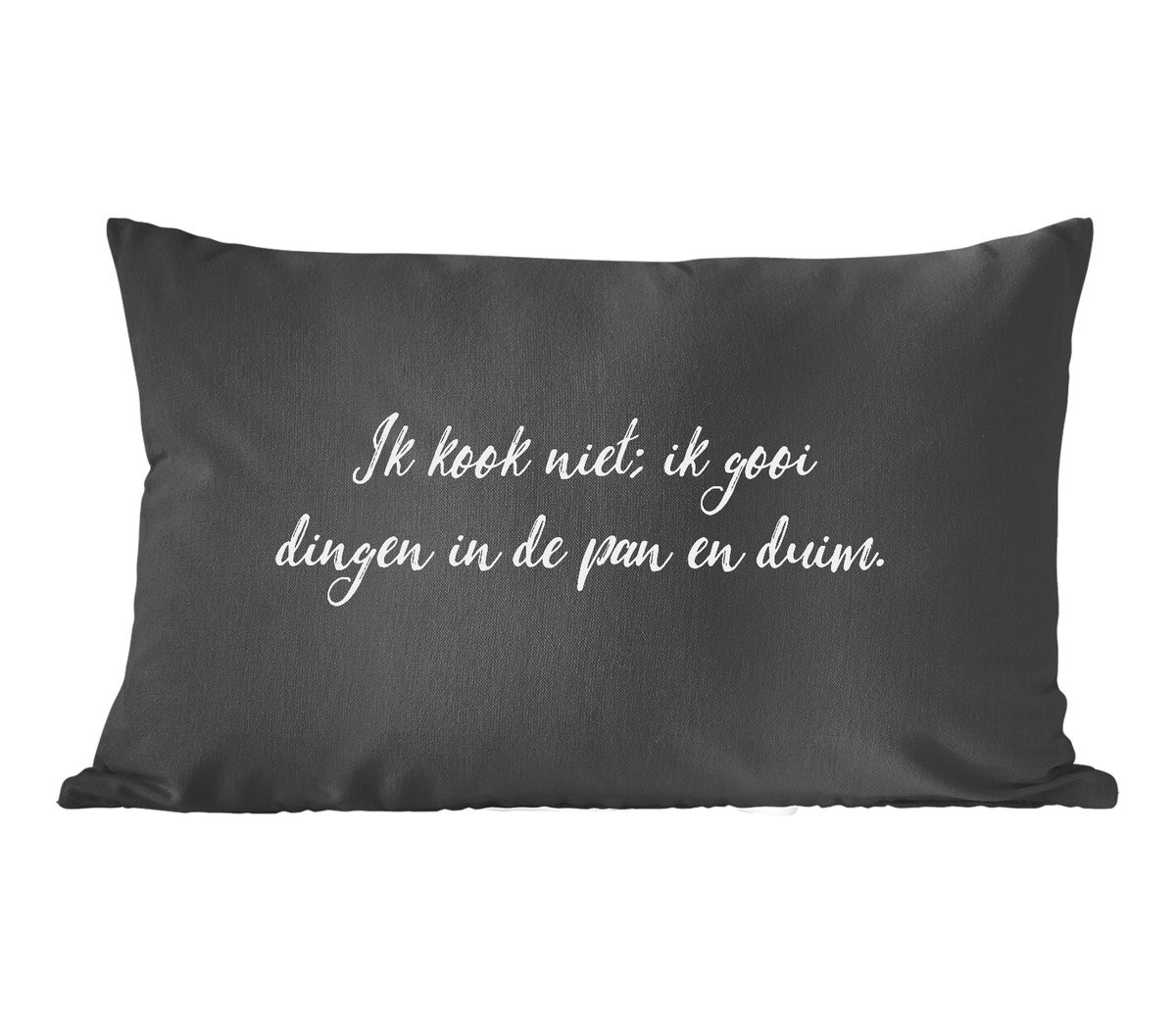 PillowMonkey Sierkussen met Humor Quote Ik kook niet - 60 x 40 cm