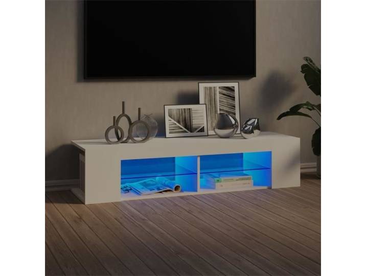 Meuble TV avec lumières LED Blanc 135x39x30 cm