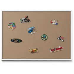 MAGNETTAFEL 100x70 cm Weißer Rahmen Hellbraun