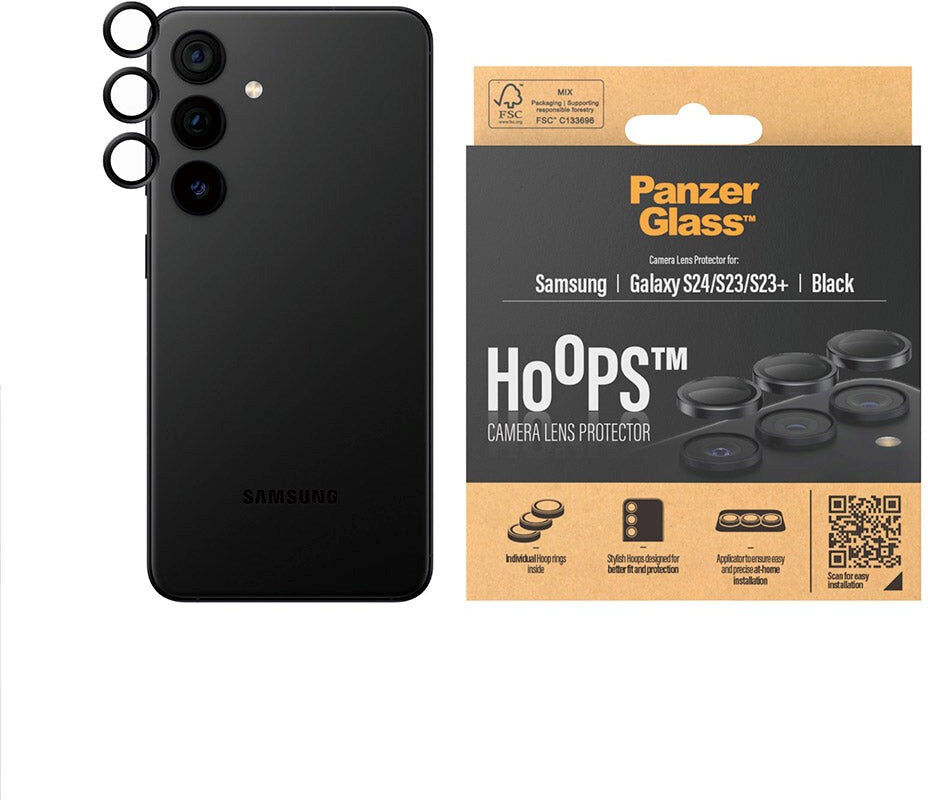 Samsung Galaxy S24 / S23 / S23+ (Plus) PanzerGlass Hoops - Beskyttelse til Kamera - Gennemsigtig / Sort