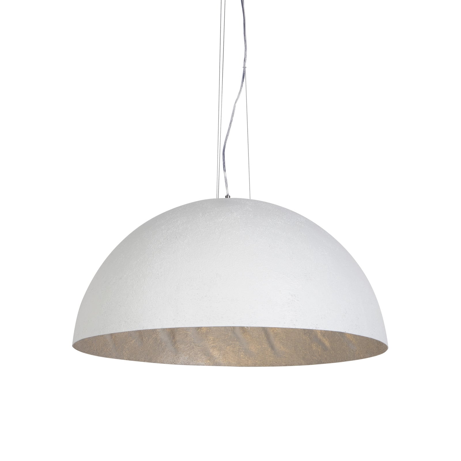 Moderne hanglamp Qazqa wit en zilver met glas en metaal