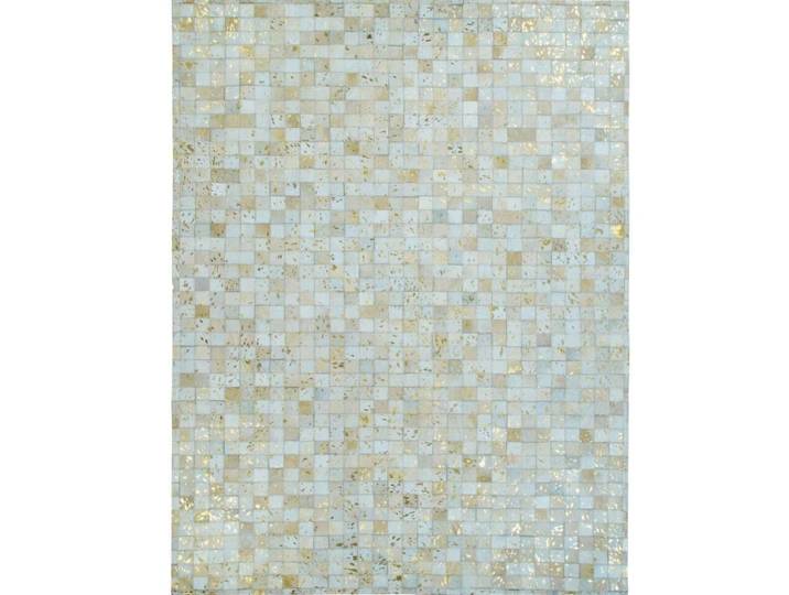 Tapis en cuir véritable blanc et doré 120x170