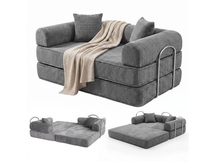 Canapé-lit convertible 2 places - TOPESCT - canapé compressé 5 en 1 - 150cm -pour Salon - petit canapé convertible - Gris