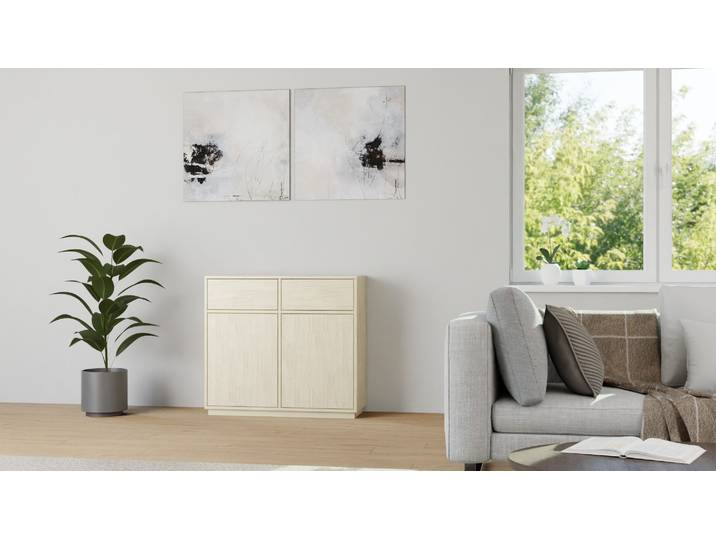 Schlichte Kommode aus Holz Eiche Weiß geölt
