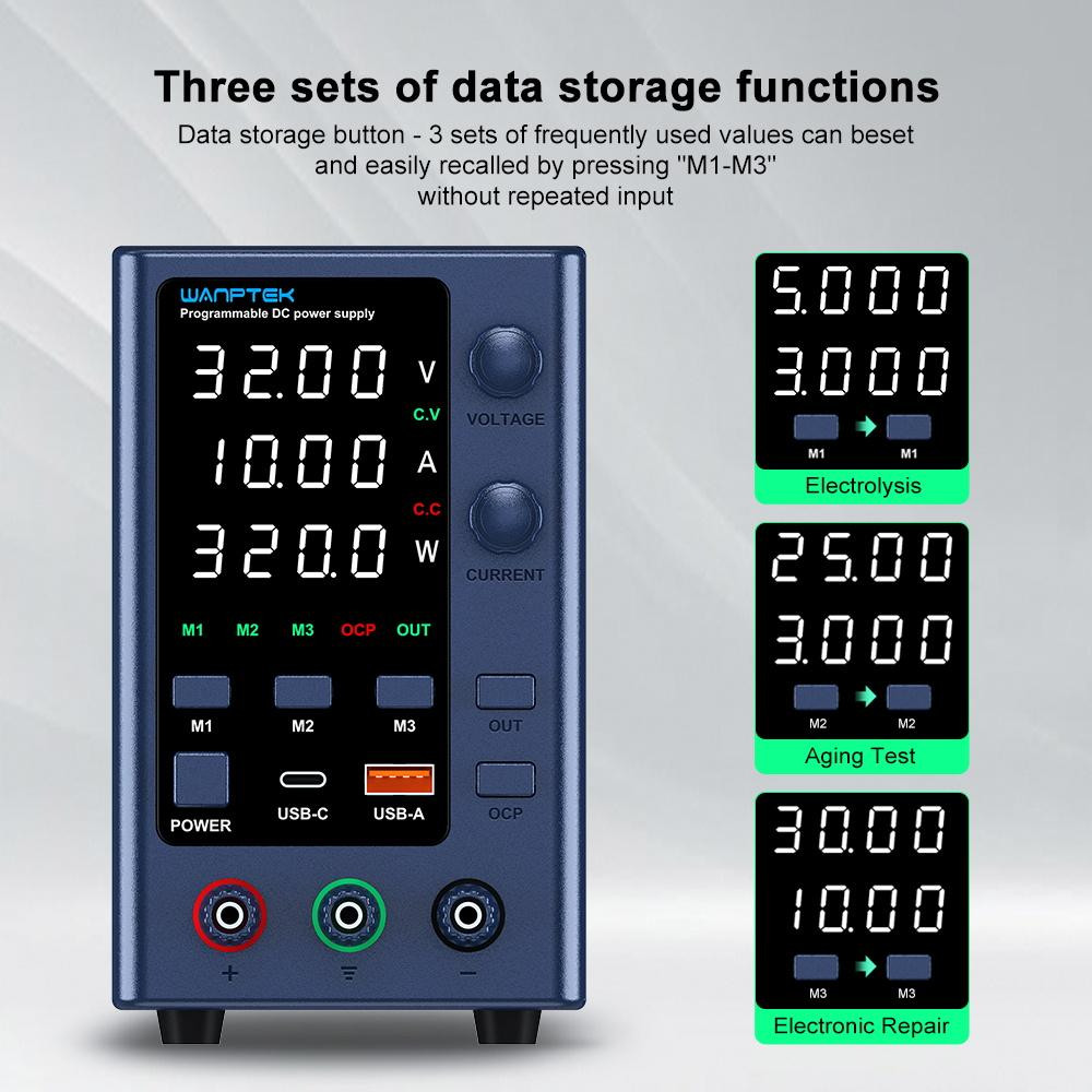 Selius Lab Voeding Verstelbaar - 30V 10A Output - Compacte DC Stroomvoorziening