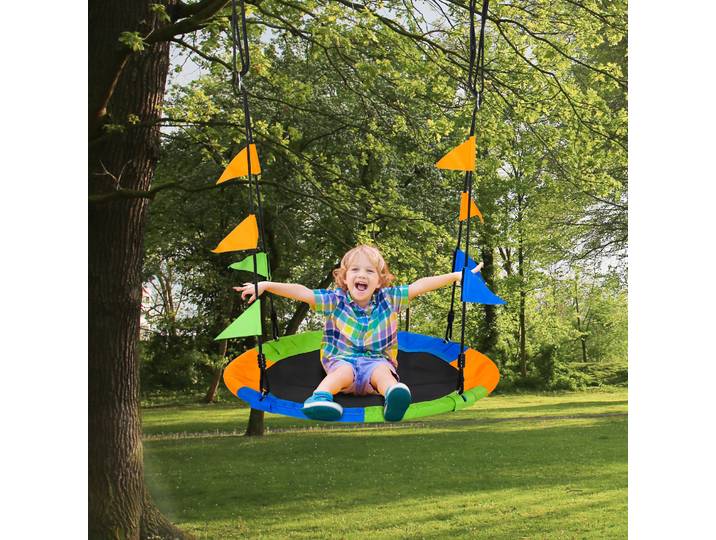 Outsunny Balançoire Nid Métal Multicolore Ø100cm 150kg
