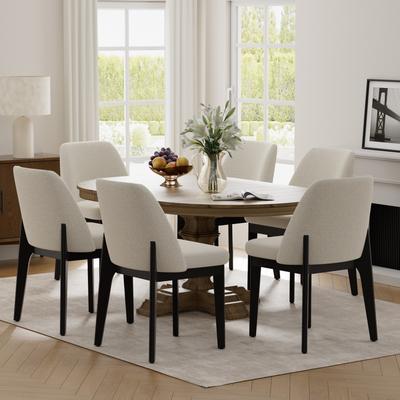 Keoni Modern Fabric Upholstered Dining Room Chair Kitchen with wood legs - N/A