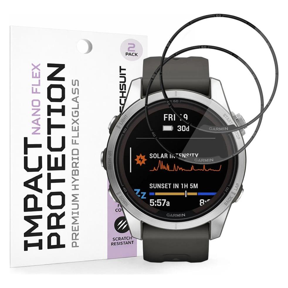 Techsuit - Nano Flex (2 pack) - Garmin Fenix 7S Pro Solar - Black (68533347)