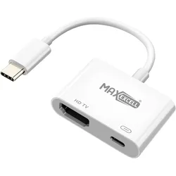 Max Excell HDMI auf USB-C Adapter 4K + 100 W USB-C (HDMI), Video Adapter, Weiss