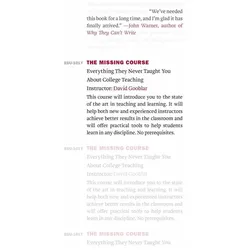 The Missing Course, Schulbücher von David Gooblar