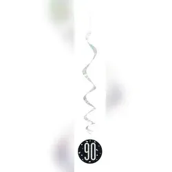 6 Swirl Girlanden schwarz & silber Zahl 90