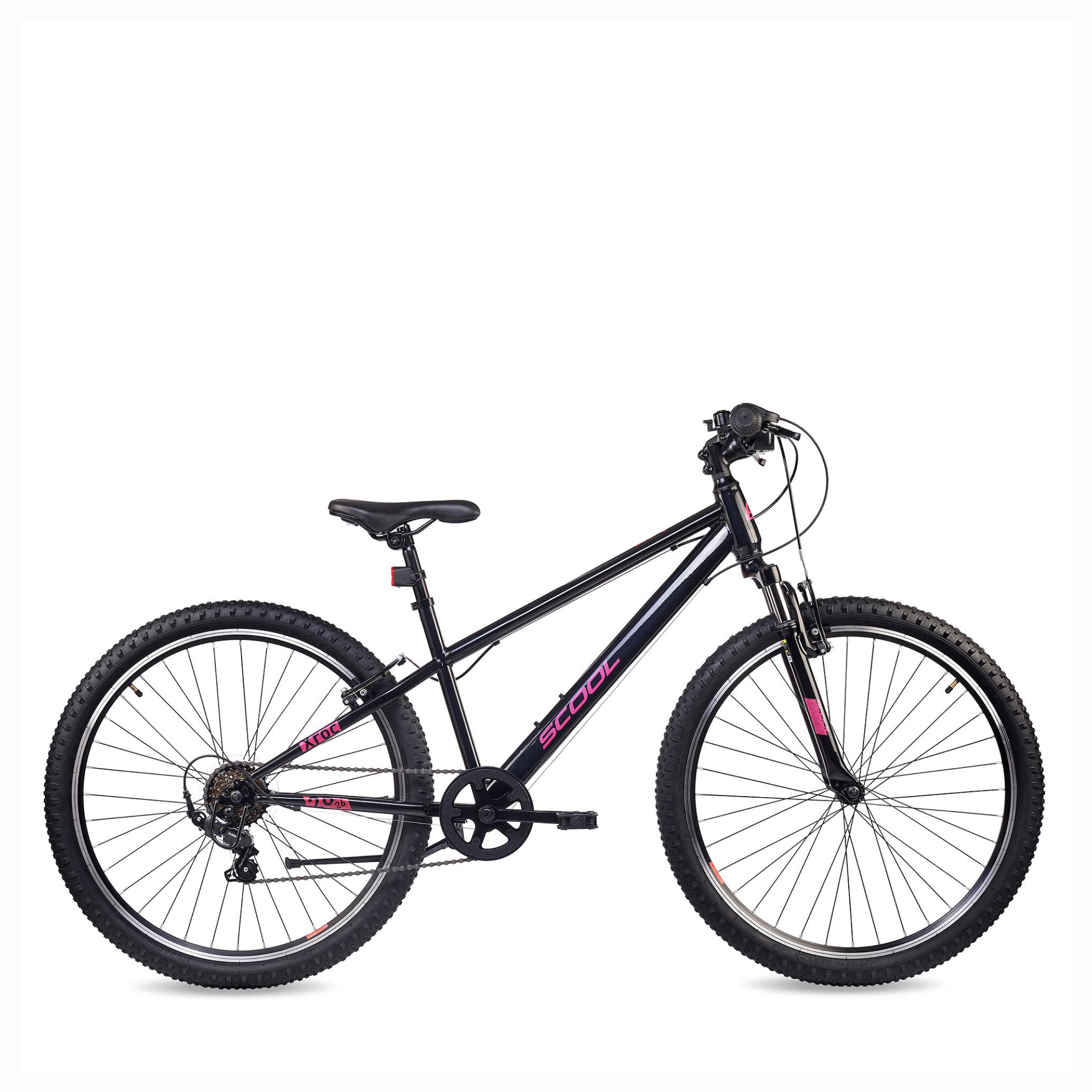 26 Zoll Kinderfahrrad S'COOL Xroc, 6 Gang, Kettenschaltung, V-Brake, Schutzbleche, Reflektoren, Black/Pink, 140-160 cm ab 10 J.