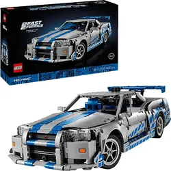 LEGO Technic 42210 2 Fast Furious Nissan Skyline GT-R (R34) Flitzer Bausatz, Mehrfarbig