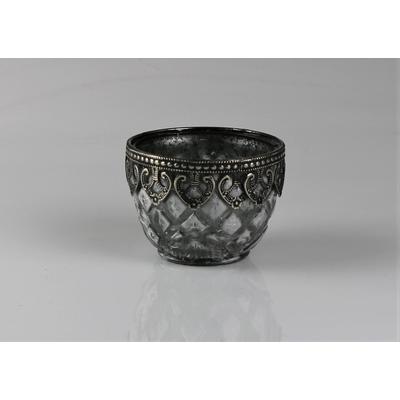 Windlicht AM DESIGN "aus Glas", silber (grau), B:11,5cm H:10cm, Glas, Kerzenhalter, Windlicht, 2er Set, BxH: 11,5x10 cm