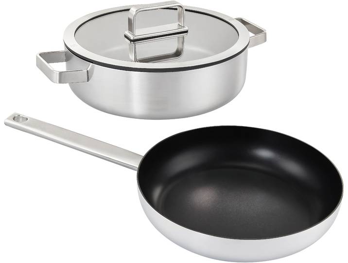 Pfannen-Set HANSEATIC PREMIUM , silber (silberfarben), Pfannen, Pfannen-Set, mit Antihaftbeschichtung, für alle Herdarten, Induktion