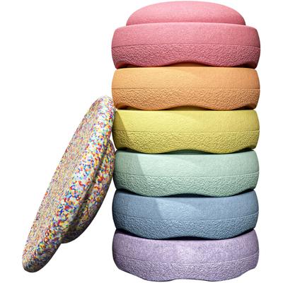 Balancetrainer STAPELSTEIN "Stapelstein Rainbow Set pastel", bunt (pastel), Balancetrainer, Kinder, B/H/L: 12cm Ø 27,5cm, Polypropylen, inklusive Balance Board, H:12cm Ø:27,5cm