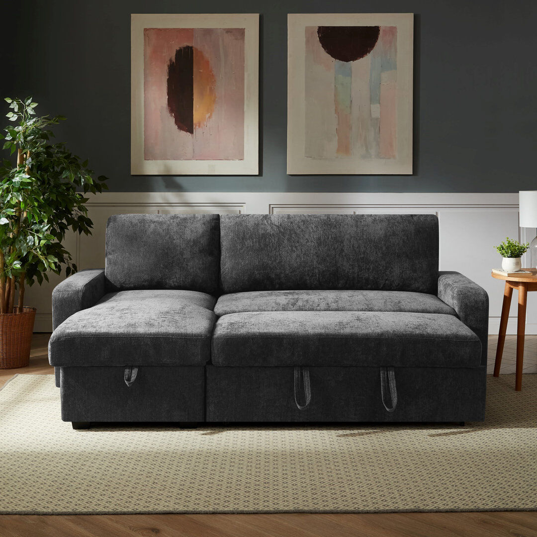 Ebern Designs Coeburn Reversible Corner Sofabed with Storage Brown 90cm H X 223cm W X 146cm D