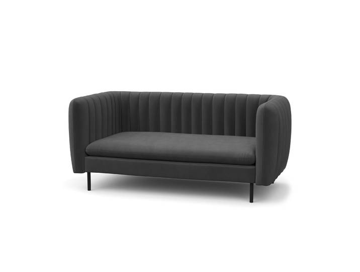 Sofa Samt ASHLEY 2-Sitzer anthrazit