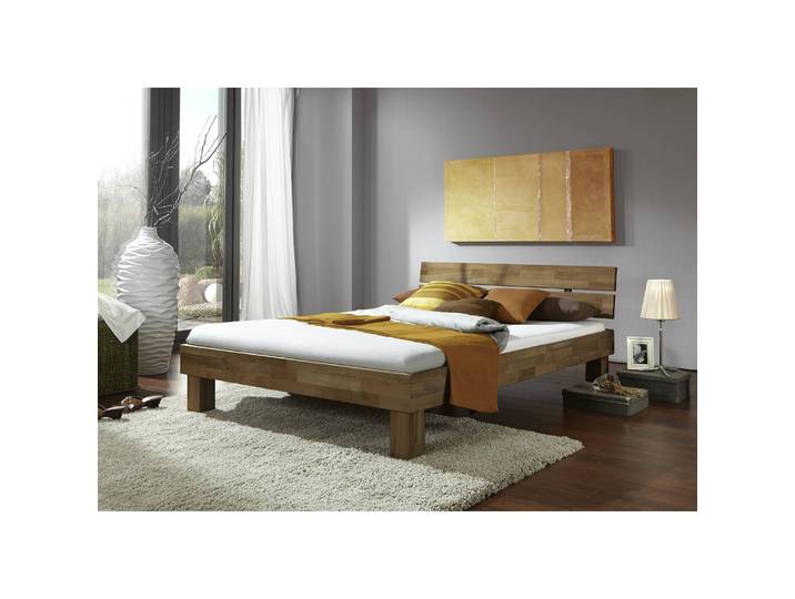 Massivholzbett AresWOOD - Eiche 120 x 200cm Massivholz Wildeiche, geölt Braun Eiche