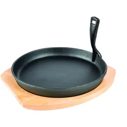 Grill Guru Gusseisen Pfanne mit Holzbrett