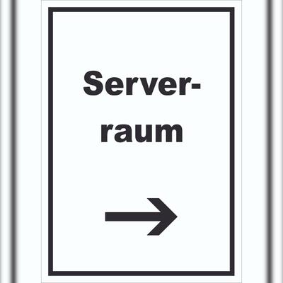 HB-Druck Serverraum Schild mit Text und Richtungspfeil rechts Computer IT PC hochkant A1 (594x841mm)