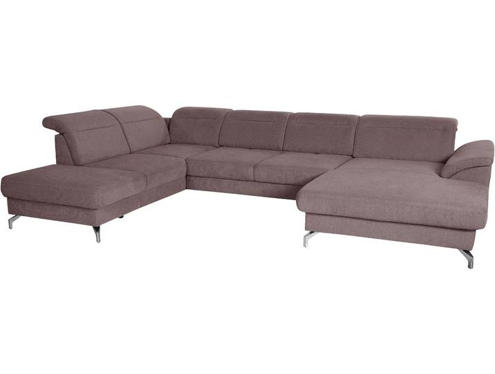 Wohnlandschaft, Lila, 343x235 cm, Luxus-Microfaser, Sitzverstellung & Recamiere rechts, Modern, sit&more