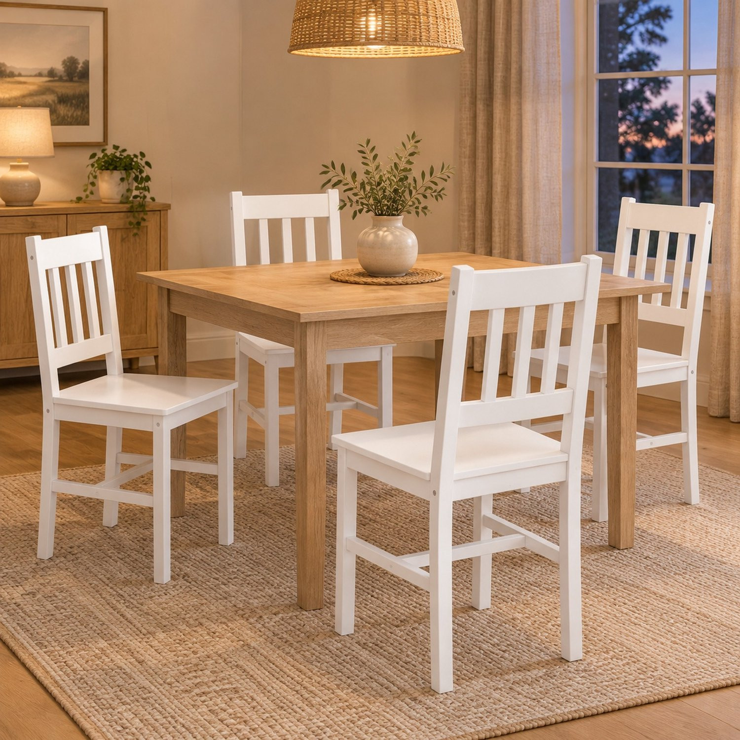 CHICFURN Eetkamerstoel Set van 4 - Hout - Wit