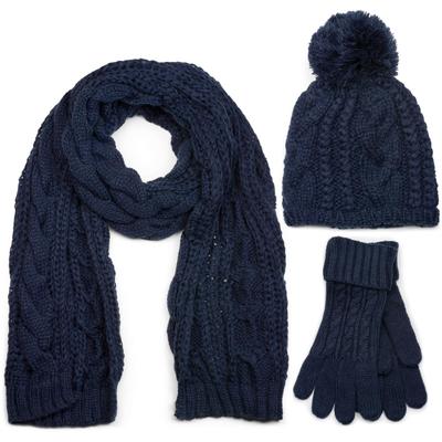 styleBREAKER "Strick Schal, Mütze & Handschuh Set mit Zopfmuster" 3 Stk.